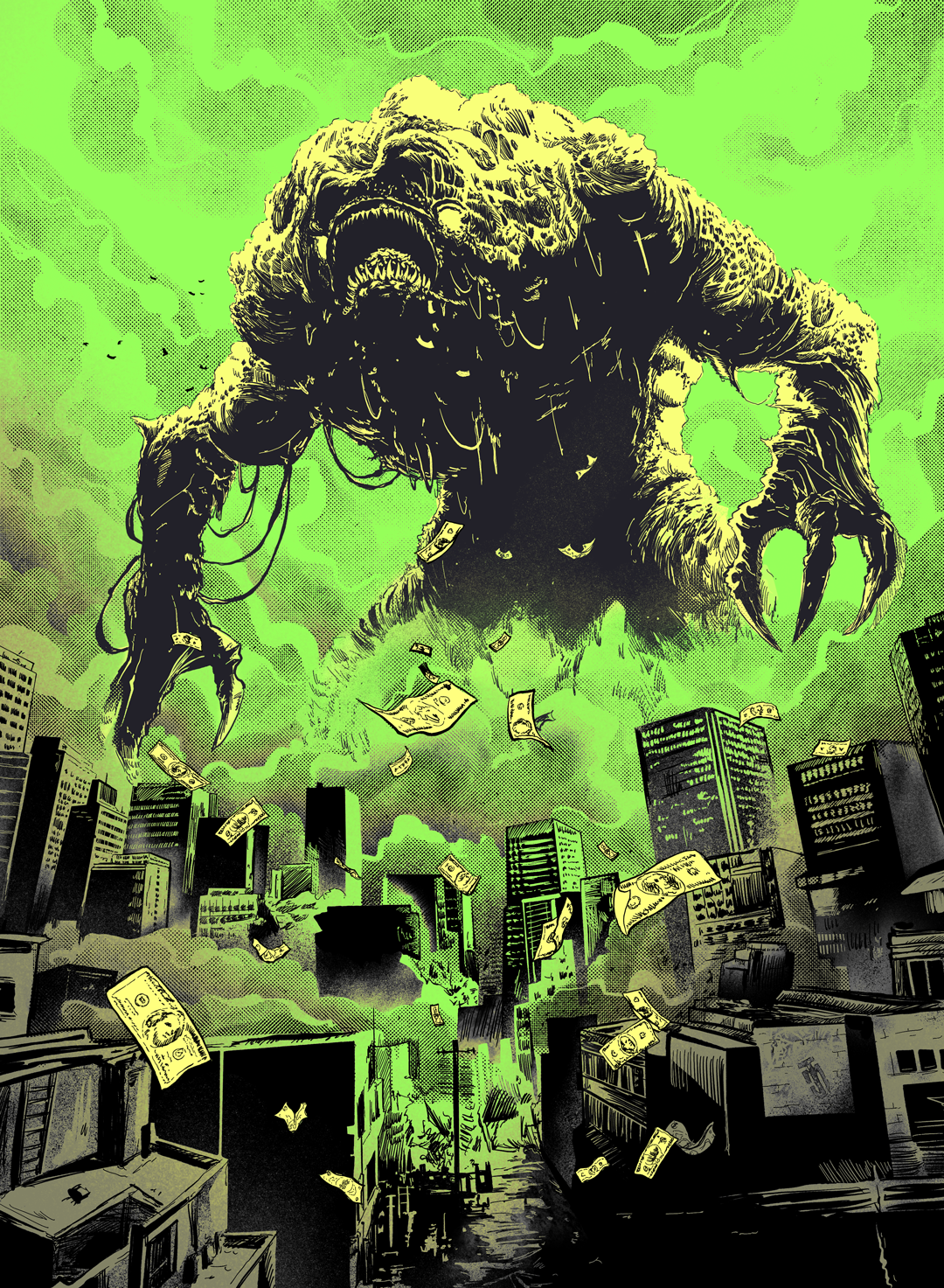 "The Creature from Jekyll Island" - Green – 5X7 Limited Edition Art Print