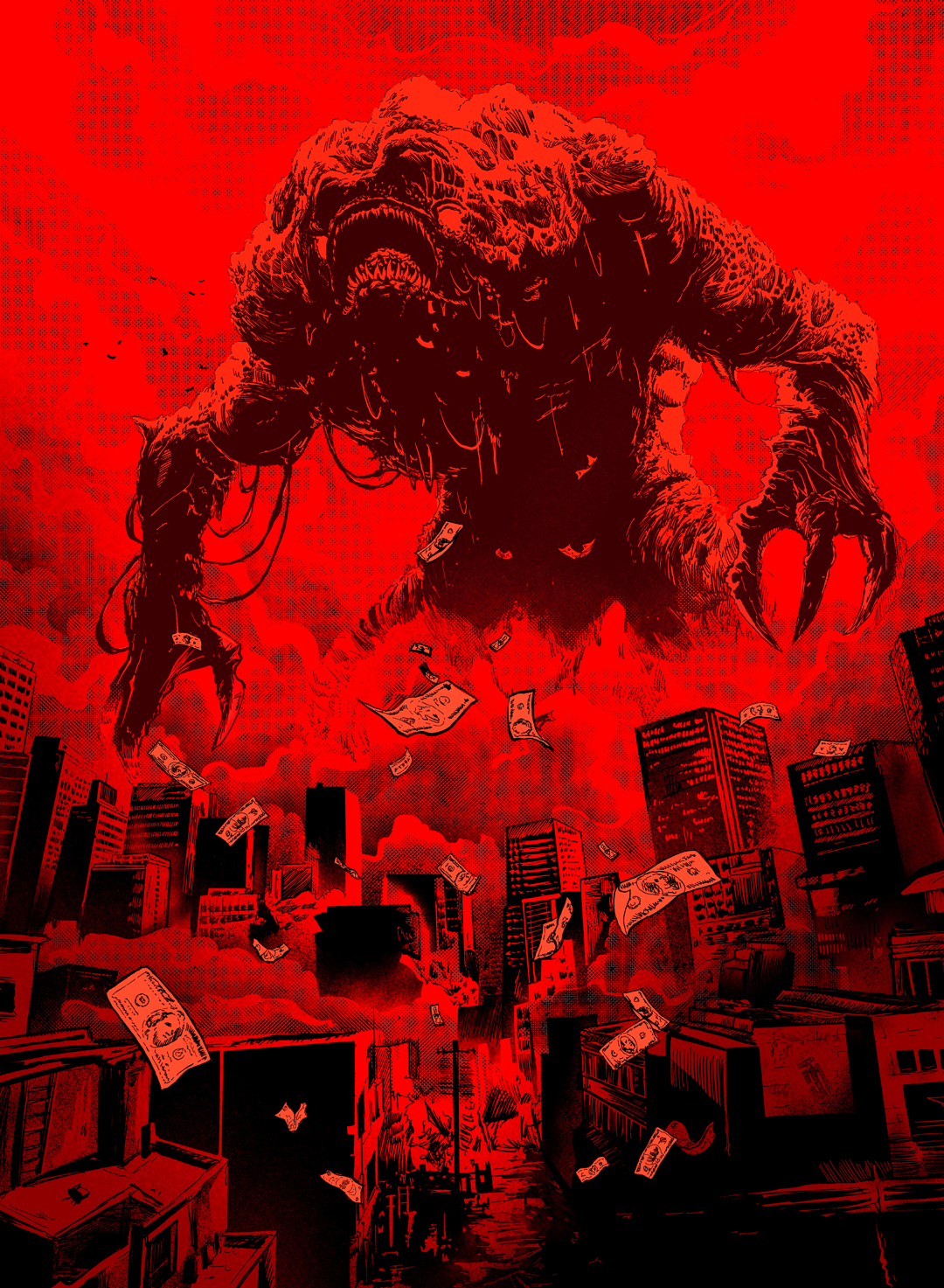 "The Creature from Jekyll Island" - Red – 5X7 Limited Edition Art Print